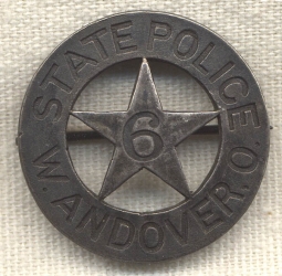 Great ca 1900 "Ohio State Police" Horse Thief Detective Association Badge from West Andover