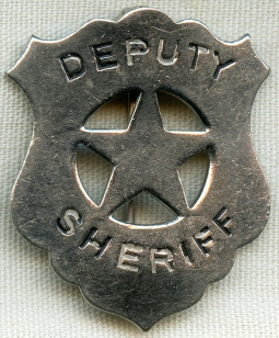 Ca. 1920's "Stock" Western Deputy Sheriff Circle Star Cut Out Shield Badge