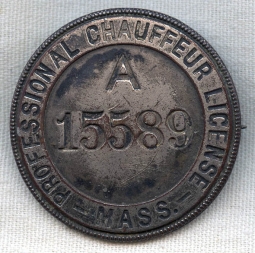 Early (1906) Massachusetts Licensed Chauffeur Badge