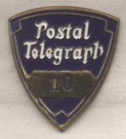 1920s-1930s Postal Telegraph Co. Messenger Hat Badge by Robbins