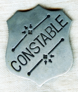 Fantastic "Old West" 1880s Constable Badge Stock HandStamped Nickel with Amazing Patina on back