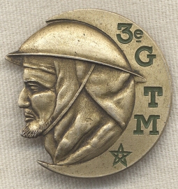 Late 1940s-Early 1950s 3rd Group of Moroccan Tabors Badge/3e Groupe Tabors Marocains