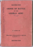 September 1942 Restricted US Army "Order of Battle of the German Army" with Map