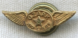 Early 1950's Ozark Airlines 3 Years of Service Lapel Pin