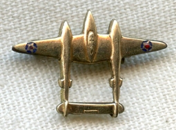 1941-1942 Gold-Filled P-38 Lightning Fighter Lapel Pin