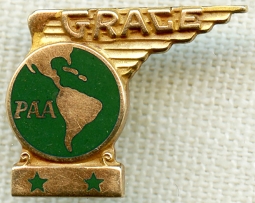 Early 1940's 10K PAA GRACE (Later PANAGRA) 10 Year Service Lapel Pin