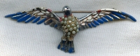 Crazy Huge WWII Homefront Patriotic Eagle Pin Plated & Painted White Metal