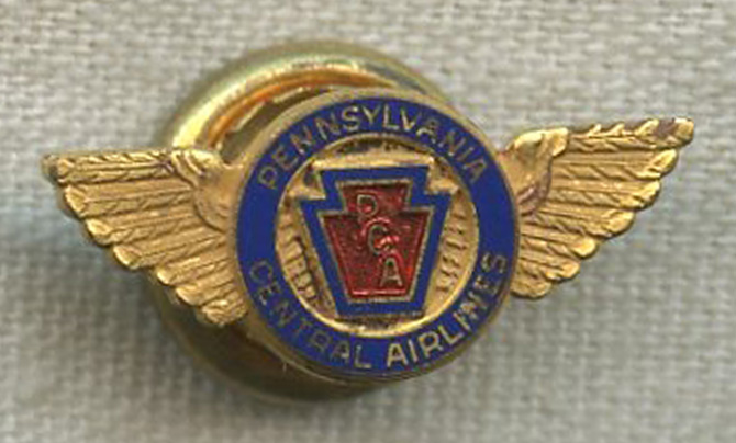 S Pennsylvania Central Airlines Pca Lapel Pin Flying Tiger