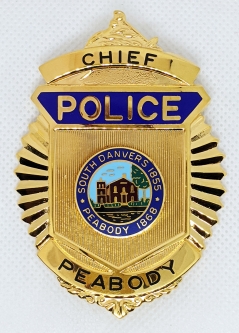 Minty Vintage 1970s - 80s Peabody, Massachusetts Police Chief Badge