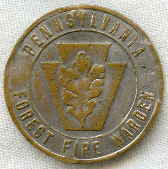 Old 1920s Pennsylvania Forest Fire Warden Badge by J. K. Davison of ...