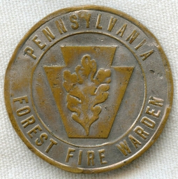 Old 1920s Pennsylvania Forest Fire Warden Badge by J. K. Davison of Philadelphia