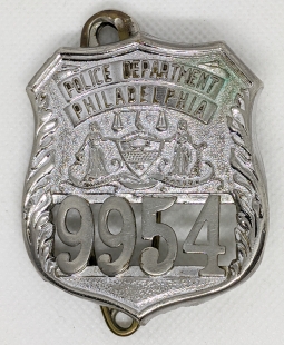 Nice Vintage 1950's - 1960's Philadelphia, PA Police Badge #9954