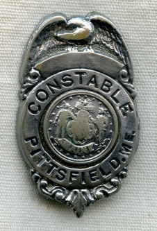 1950s - 1960s Pittsfield Maine Constable Badge in Chromed Brass & Nickel