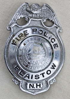 Circa 1930's Plaistow, New Hampshire Fire Police Badge