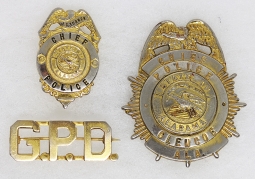 Ca 1960's Glencoe, Alabama Police Chief Badge, Wallet Badge, & Collar Pin