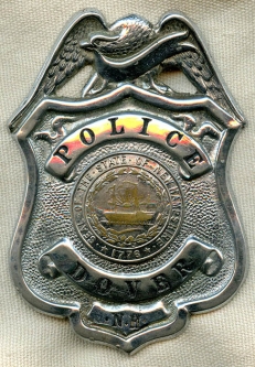Nice, Large Ca. 1930's Dover, New Hampshire Police Badge by S.M. Spencer, Boston