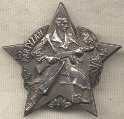 Early Post-WWII Czech Partisan Badge in Silver