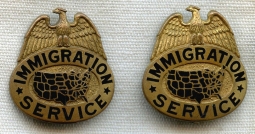 Pair 1930s US Immigration Service Collar Badges