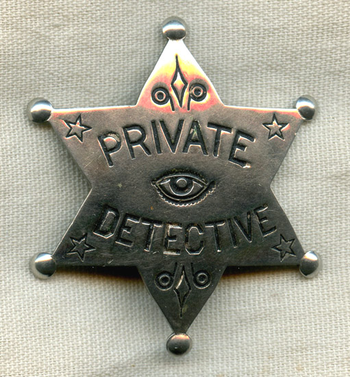 Great Old West 1890s Private Detective Badge with All Seeing Eye ...