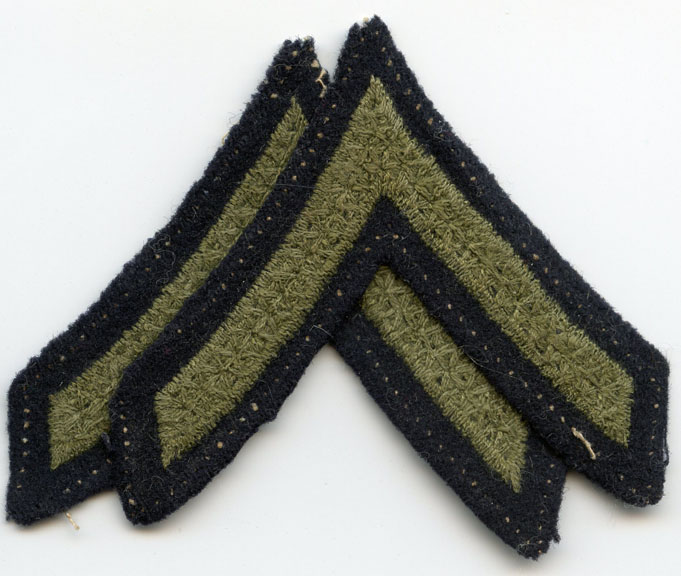 Pair of 1930s US Army Private Rank Stripes in Olive Drab Embroidered ...