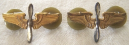 Matched Pair of WWII US AAF Officer Collar Insignia by A.E. Co.