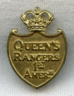 1920s Canadian Queen's York Rangers (1st Americans Regiment) Collar Insignia by Scully