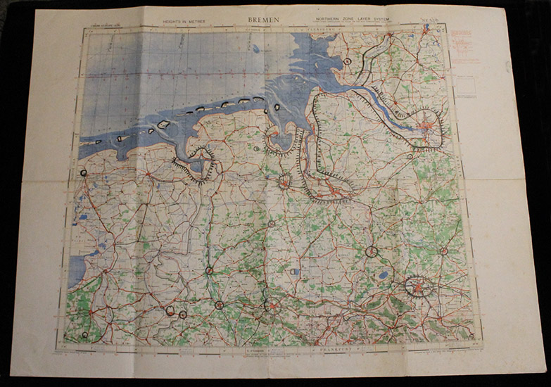 Early WWII (1942) RAF Map of Bremen, Germany with Defensive Positions ...