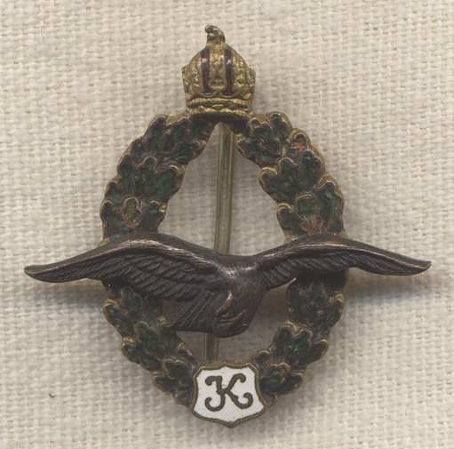 Rare Circa 1917 WWI Miniature Austrian Pilot Badge: Flying Tiger ...