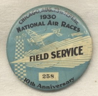 Rare 1930 National Air Races at Chicago 10th Anniversary Field Service Badge