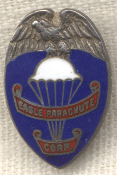 Rare World War II Sterling Silver Eagle Parachute Co. Bailout Pin ...