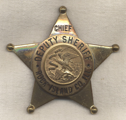 Rock Island County, Illinois Chief Deputy Sheriff 5-Point Star Badge ...