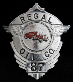 Great 1950's Regal Oil Company Truck Diver Hat Badge