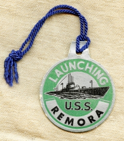 WWII Submarine Launch Tag for the USS Remora SS-487 in Average Condition
