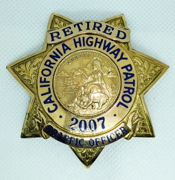 Beautiful Late 1950's ISSUE California Highway Patrol Badge with Retired Plaque Applied