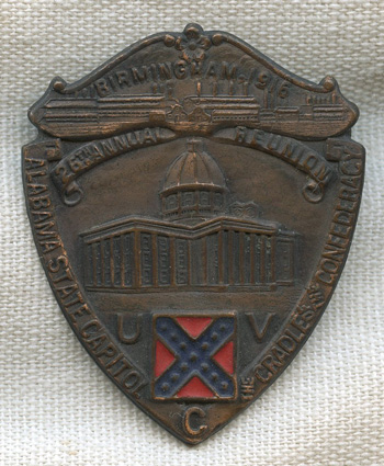 Rare 1916 United Confederate Veterans (UCV) 26th Annual Reunion Badge ...