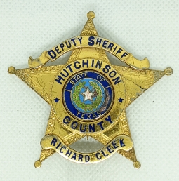 1970's Texas Panhandle Hutchinson County Deputy Sheriff Badge by Simmang