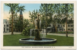 Circa 1910s-1920s Postcard of Fountain in Woodman Square, Rochester, New Hampshire