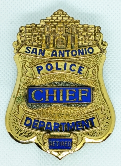 1980's - 90's San Antonio Police Chief Retired Wallet Badge by Sun Badge Co.