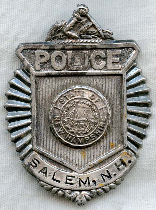 WWII Era Salem, New Hampshire Police Badge in Silver-Plated Steel ...