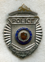 Early 1950s Salisbury, Massachusetts Police Wallet Badge in Clamshell Style