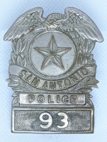 1910's - 1920's San Antonio Texas Police Hat Badge #193