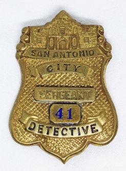 Rare 1930's San Antonio Texas City Police Detective Sergeant Badge #41