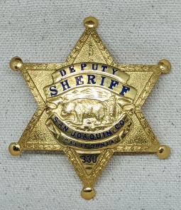 Beautiful Late 40's - Early 50's San Joaquin Co California Deputy Sheriff Badge #330