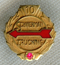 1950s-1960s Schwerman Trucking 10 Years of Service Pin