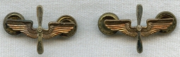 Scarce Pair of 1930s US Air Corps (USAC) Collar Insignia by Amcraft