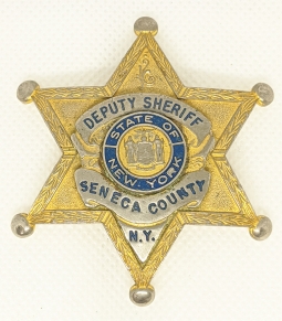 Circa 1960's - 70's Seneca County, New York Deputy Sheriff badge.