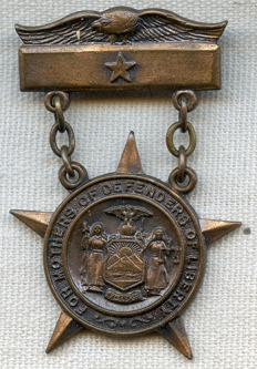 RARE WWI Service Medal Fort Plain N.Y. Awarded in 1919 to "Mother's of Defenders of Liberty"