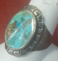 Great Vintage 1950's-60's Mid-Century Mexican Silver & Turquoise Ring