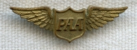 Ext Rare ca 1935 Pan American Airways 5 Year Service Lapel Wing in Gilt Brass