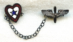 Sterling WWII USAAF Heart-Shaped Son-in-Service Chained Pin